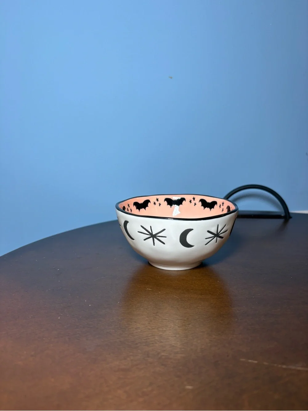 Pink Cat Bat Ceramic Serving Bowl - Halloween Table Accent